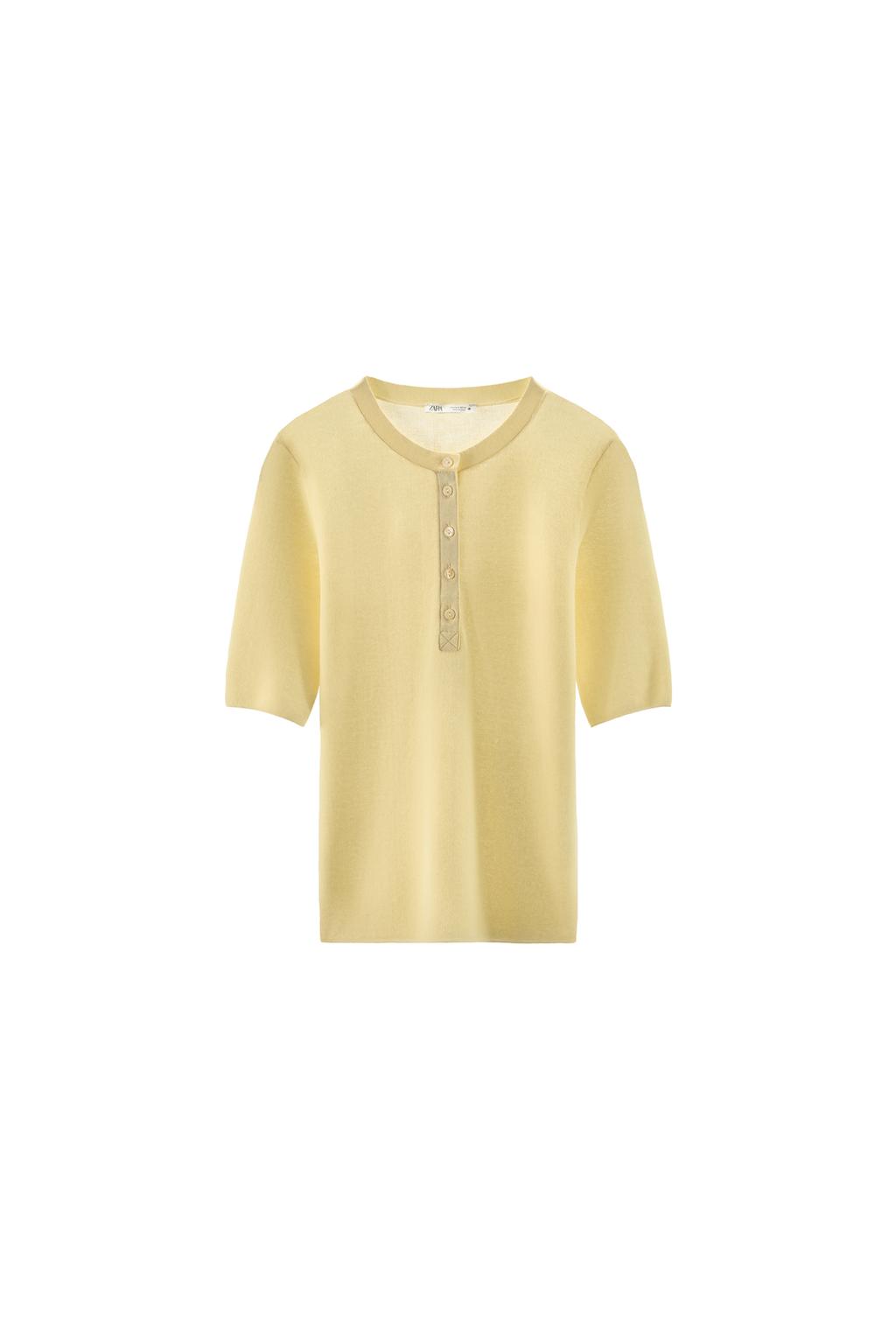 COTTON BLEND BUTTON-UP T-SHIRT - image 3