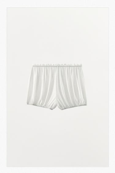 Zara POINTELLE BALLOON SHORTS - White