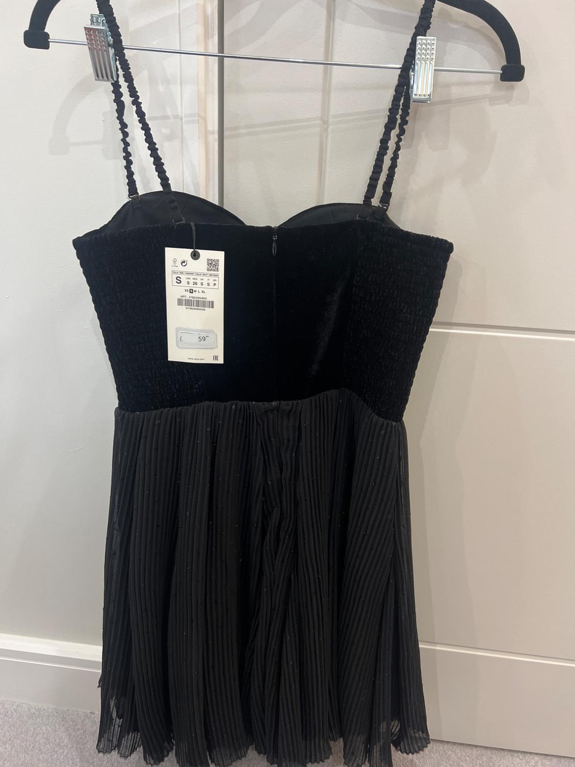 VELVET DRESS WITH DOTTED MESH - Image 3