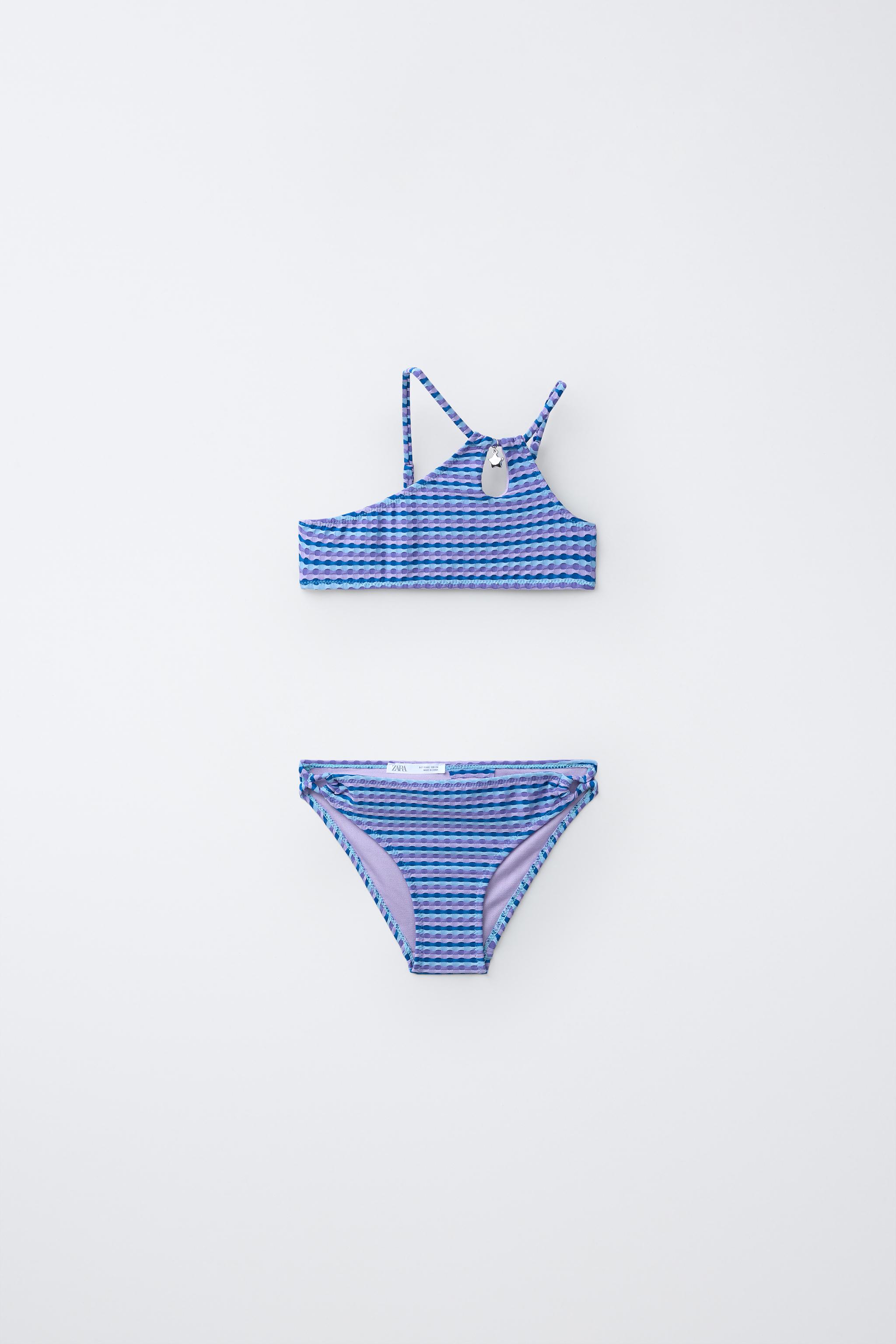 6-14 YRS | TEXTURED STRIPED BIKINI - Blue | ZARA United States