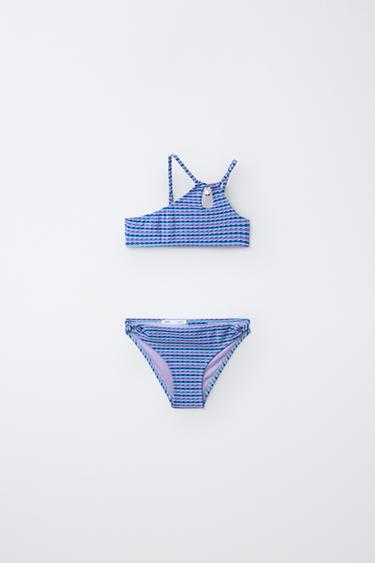6-14 LET/ BIKINI S ČRTASTO TEKSTURO - Modra od Zare