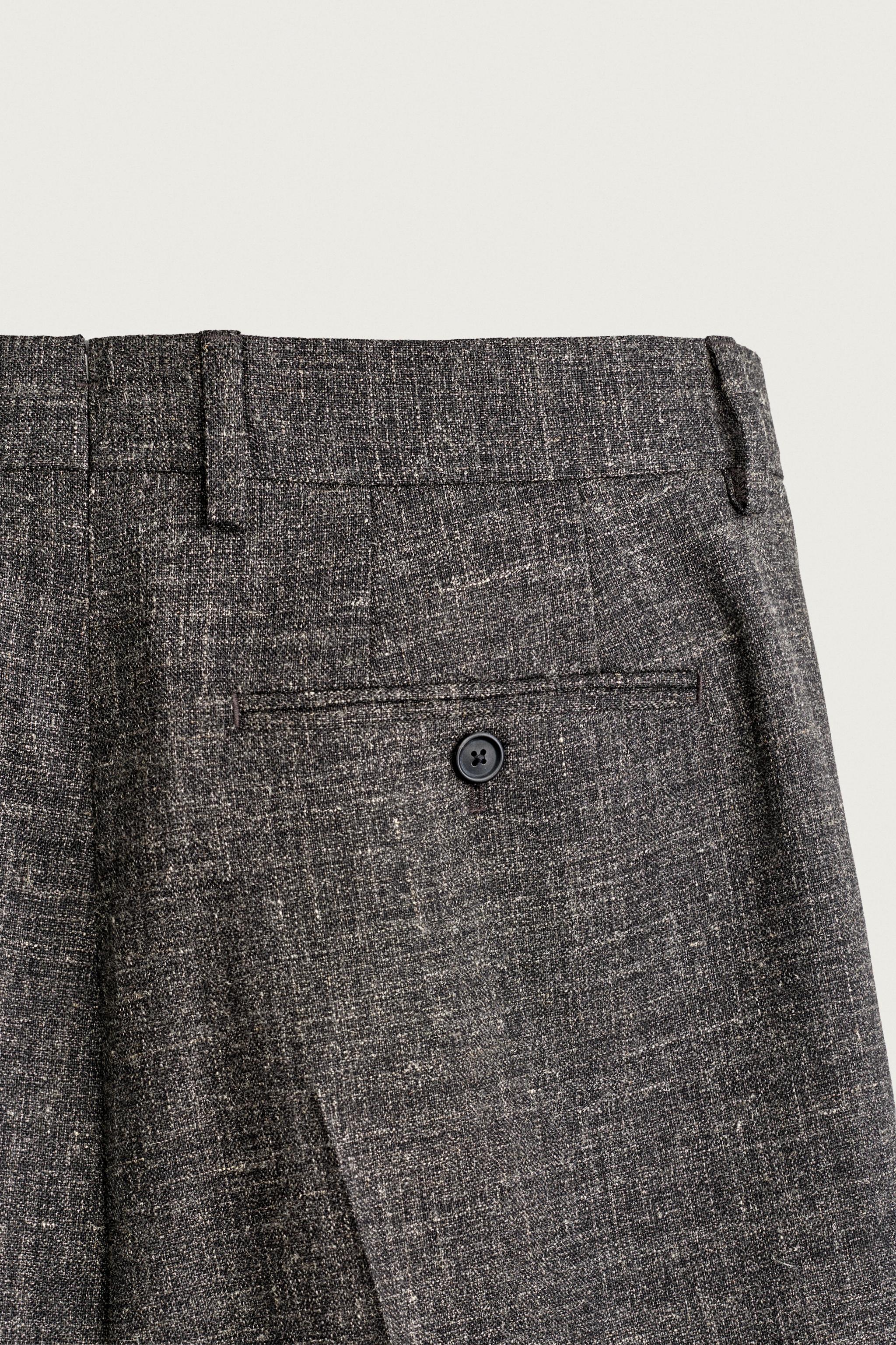AARON LEVINE X ZARA WOOL-LINEN SUIT TROUSERS
