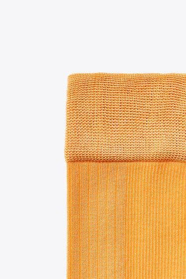 KNEE-HIGH PURL KNIT SOCKS - Orange by Zara - Image 3