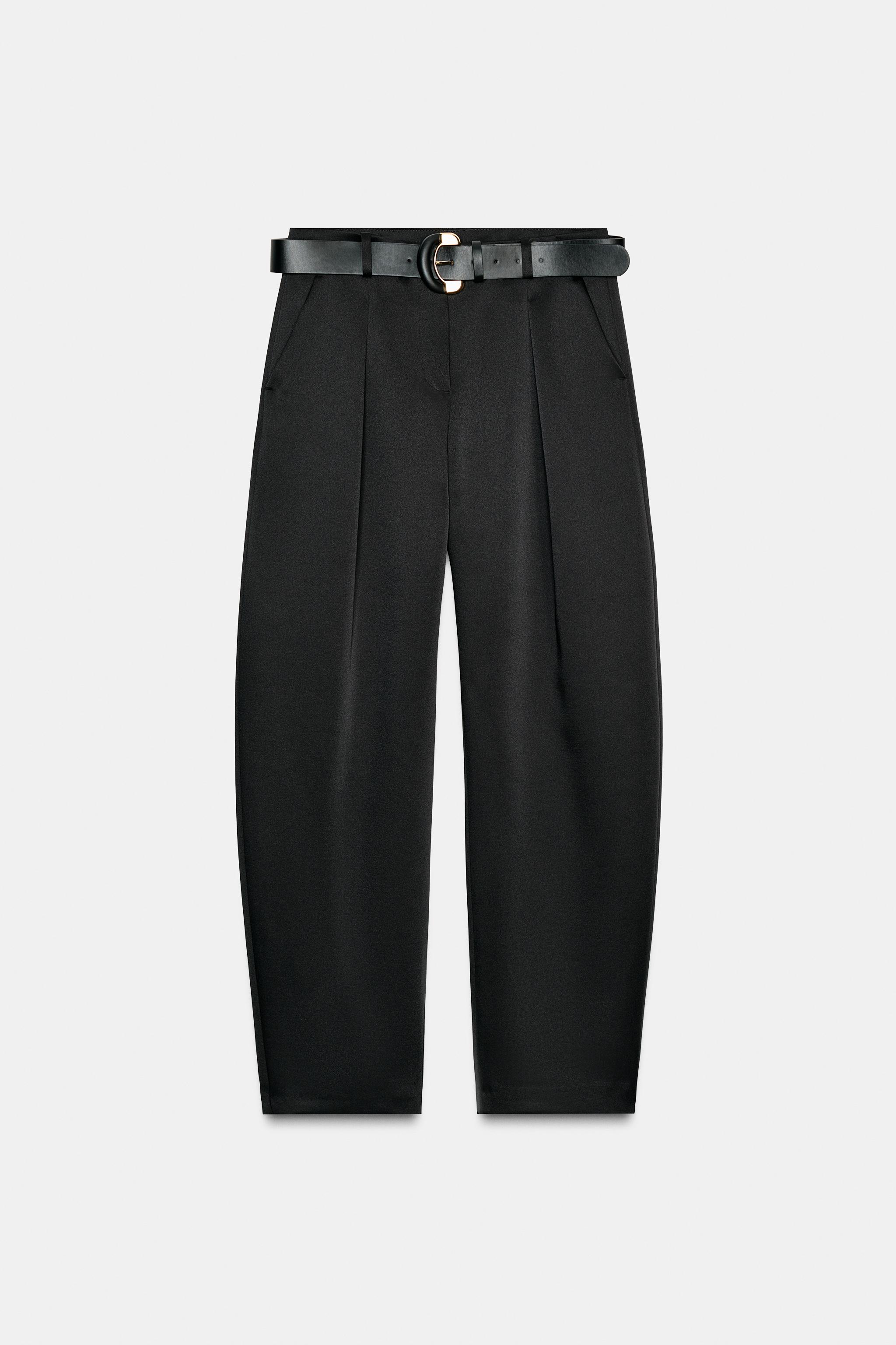 PANTALON BARREL SATINÉ AVEC CEINTURE