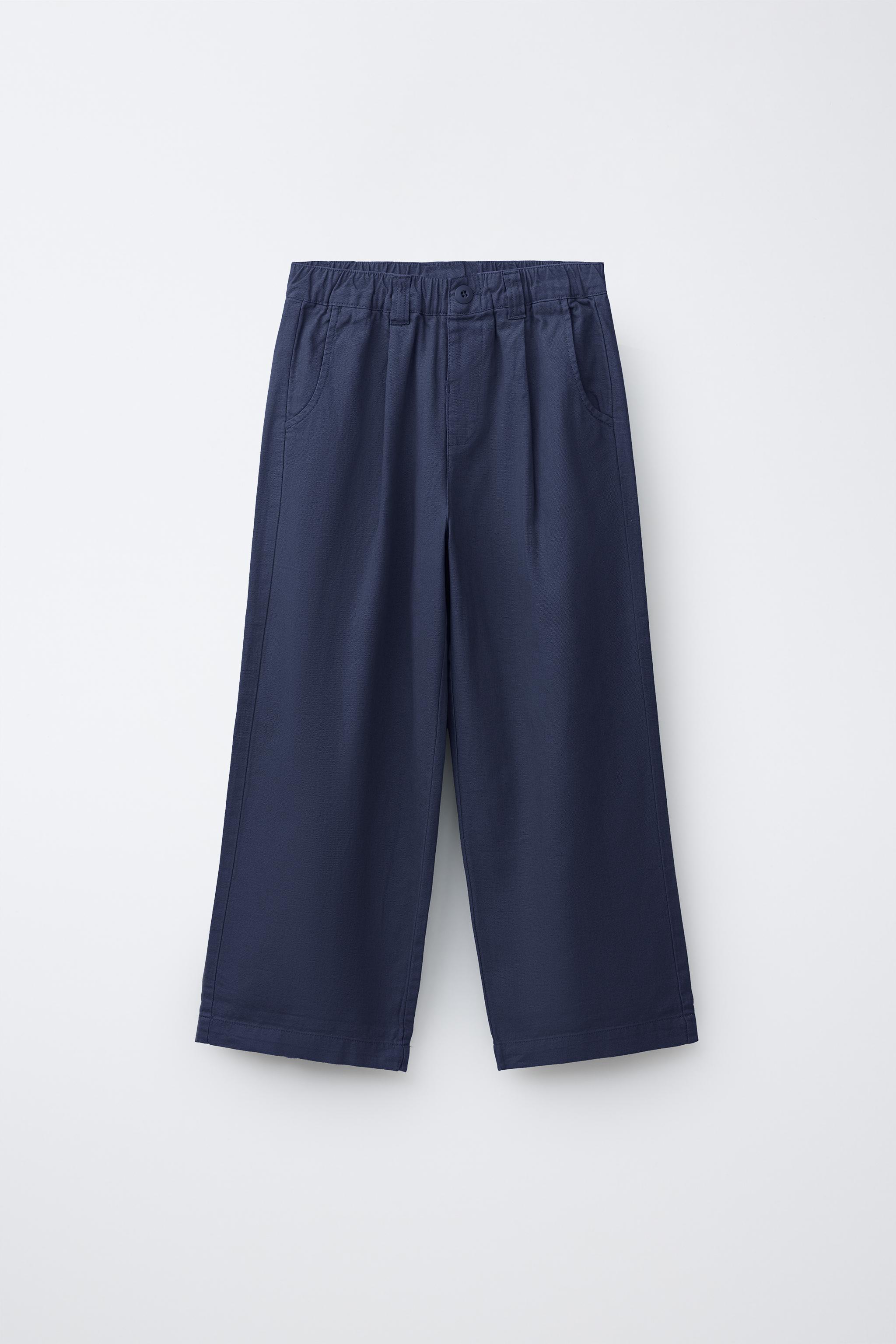 コットン/リネンストレートパンツ - ブルー | ZARA Japan / 日本