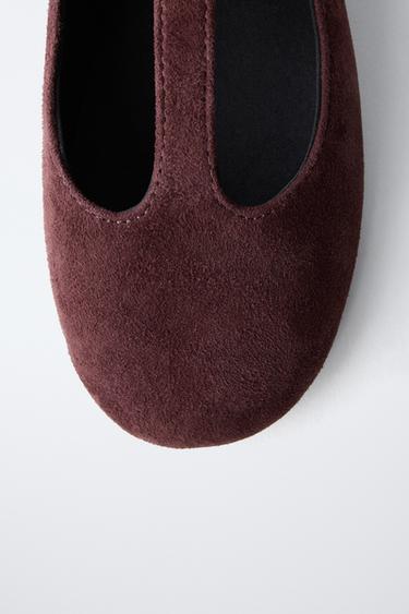 SUEDE T-BAR SHOES - Brown by Zara - Image 4