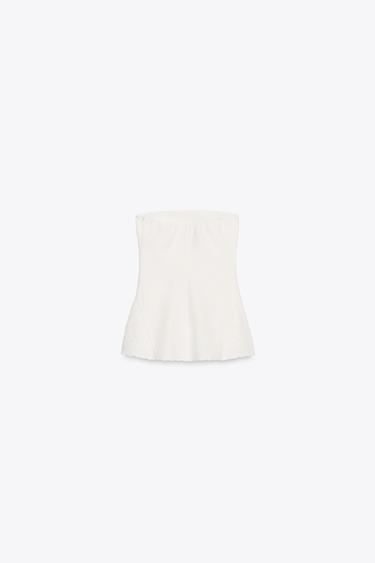TOP BUSTIER BRODÉ - Blanc cassé de Zara - Image 8