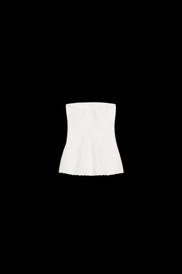 EMBROIDERED BANDEAU TOP - Oyster-white by Zara