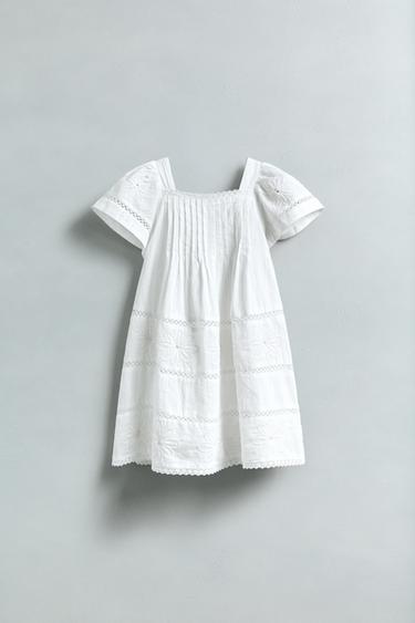 ROBE À ENTRE-DEUX BRODÉS - Blanc de Zara - Image 4
