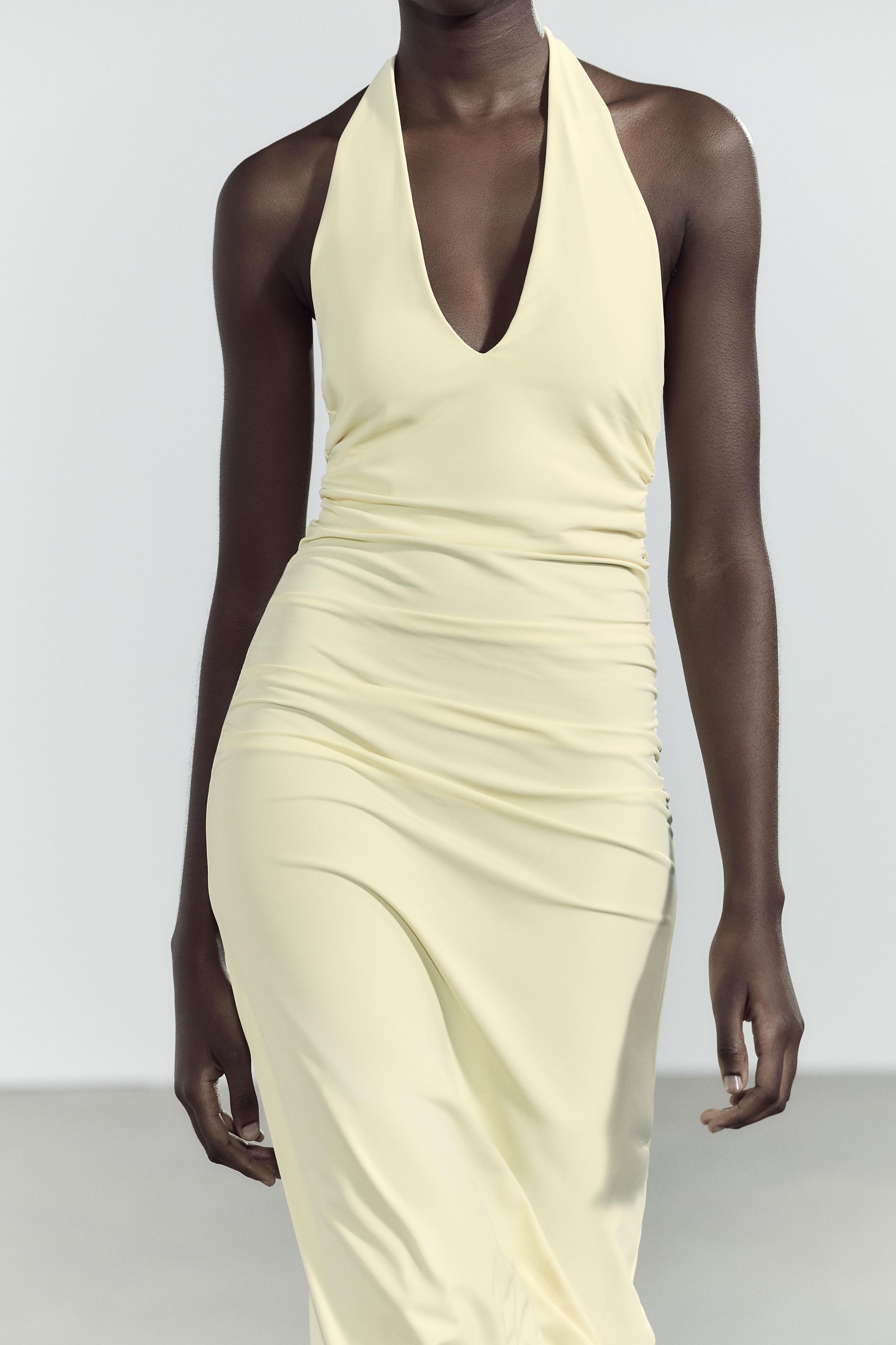 HALTER POLYAMIDE MAXI DRESS