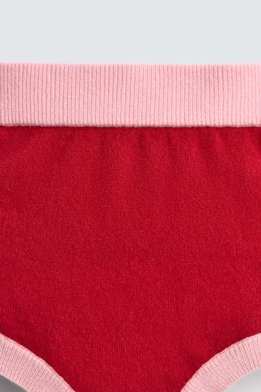 100% CASHMERE KNIT SHORTS HARRY LAMBERT FOR ZARA X DISNEY - Red by Zara