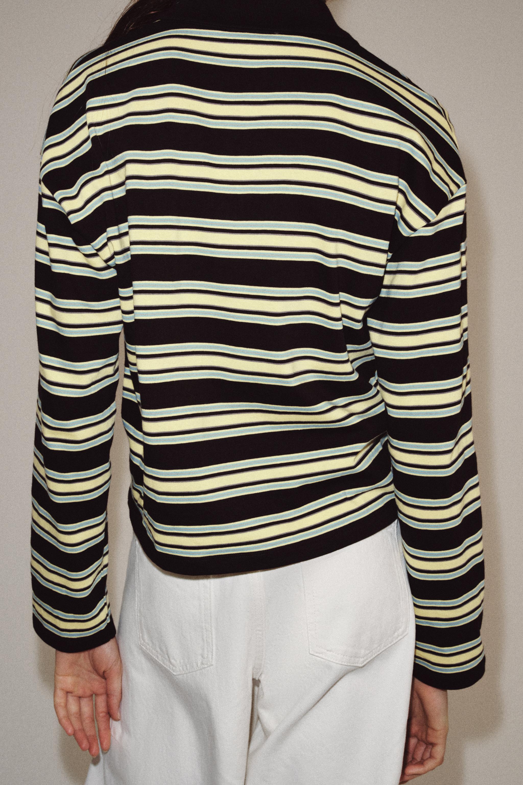 STRIPED LONG SLEEVE POLO