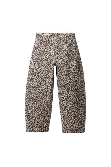 JEANS BARREL ANIMAL PRINT - Marrón de Zara - Imagen 0