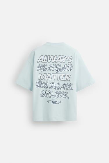 SLOGAN PRINT T-SHIRT - Sky blue by Zara