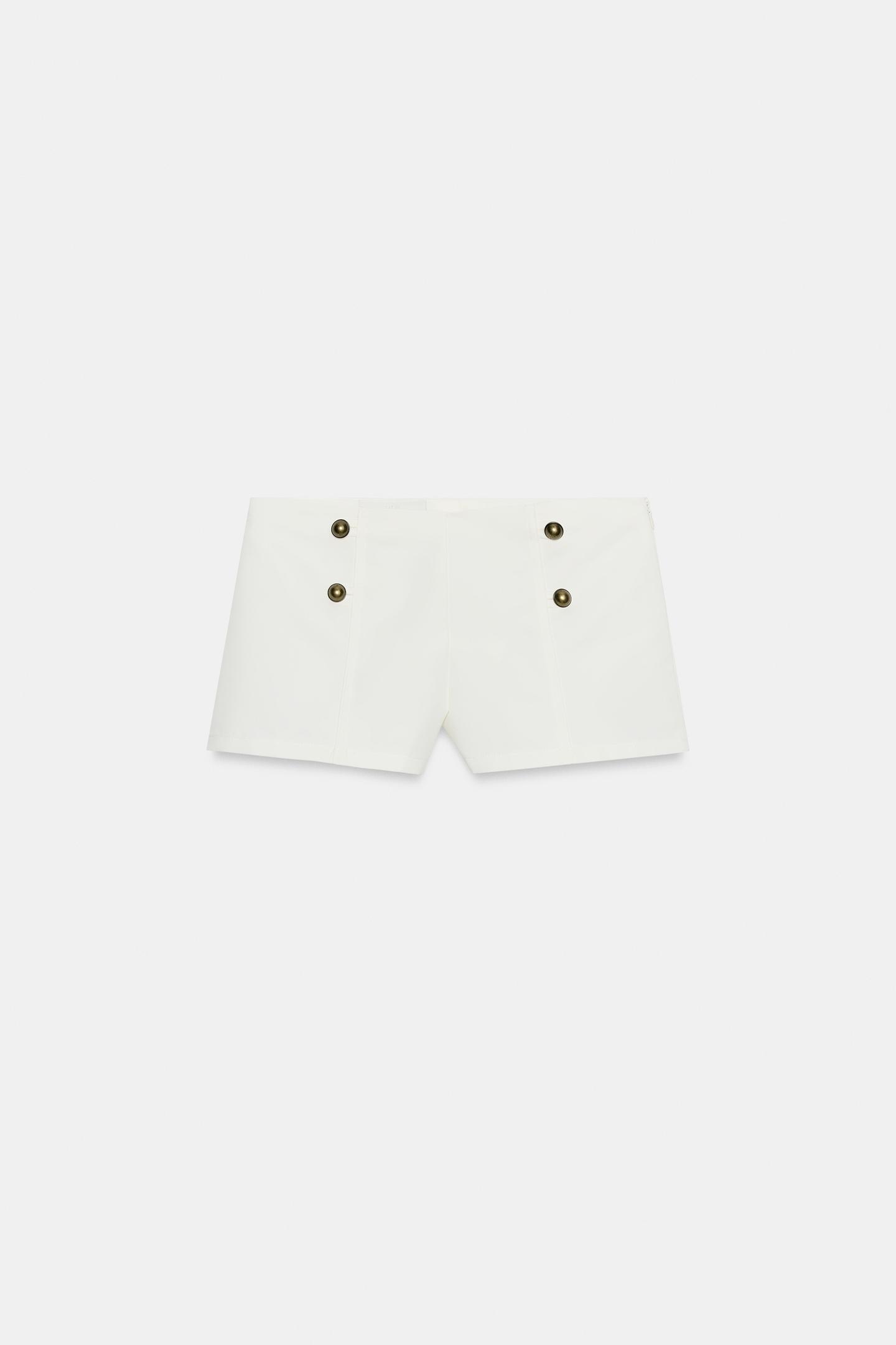 Женские шорты Zara Button Mini, цвет: Устричный белый — фото 5