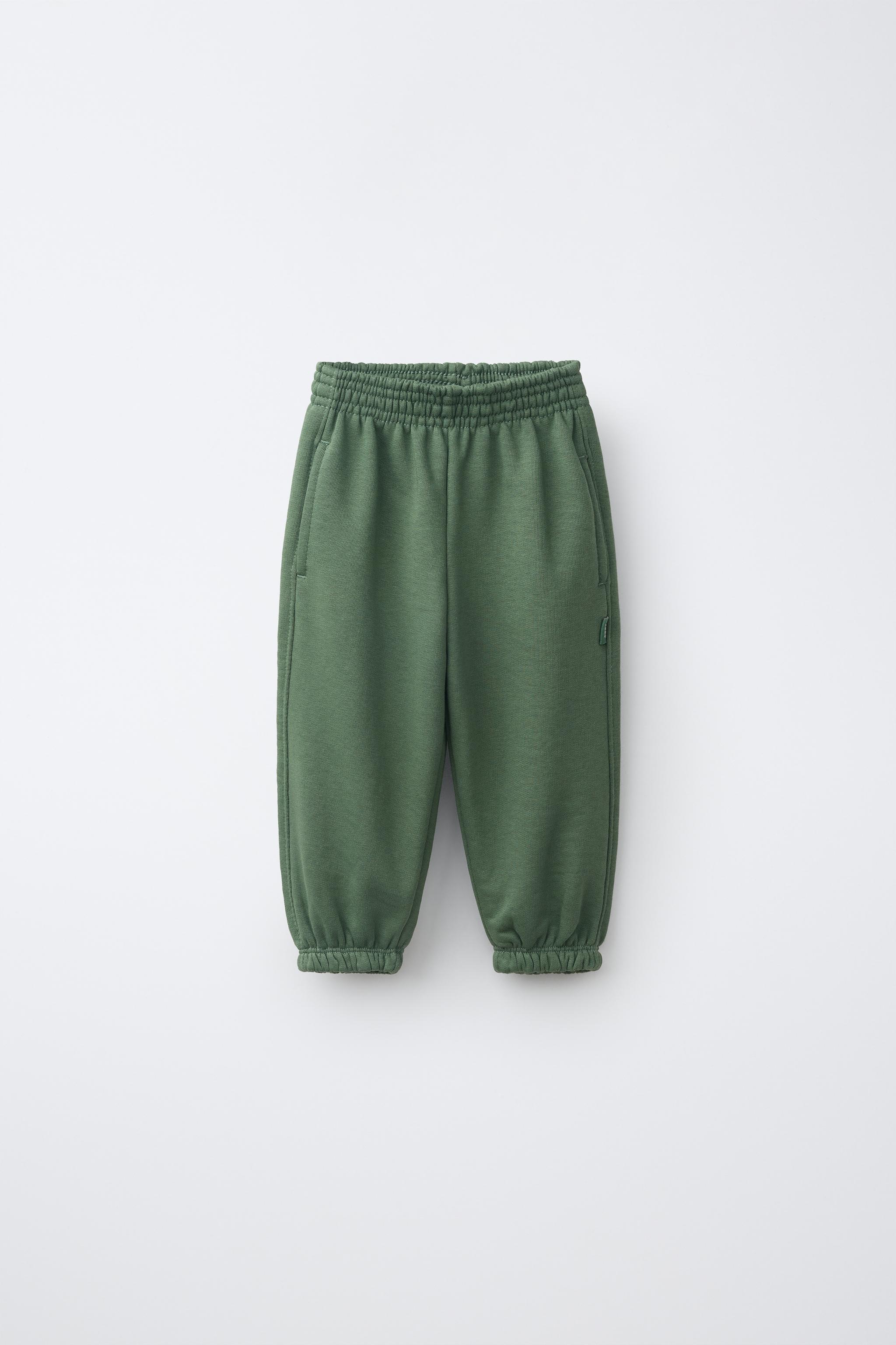 SOLID JOGGING PANTS — Mid-green
