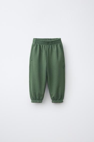 Zara SOLID JOGGING PANTS - Mid-green