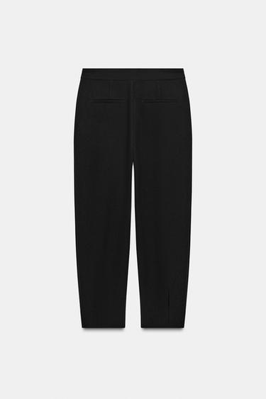 Zara PLEATED TAPERED PANTS - Black