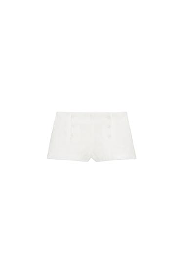 SHORTS RAMIO BOTONES - Blanco de Zara