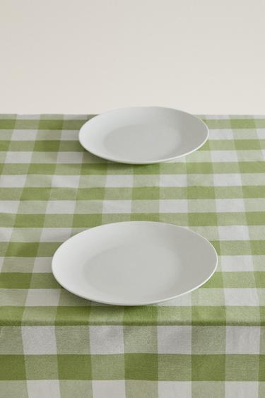 GINGHAM COTTON TABLECLOTH WITH OVERLOCK — Green 2