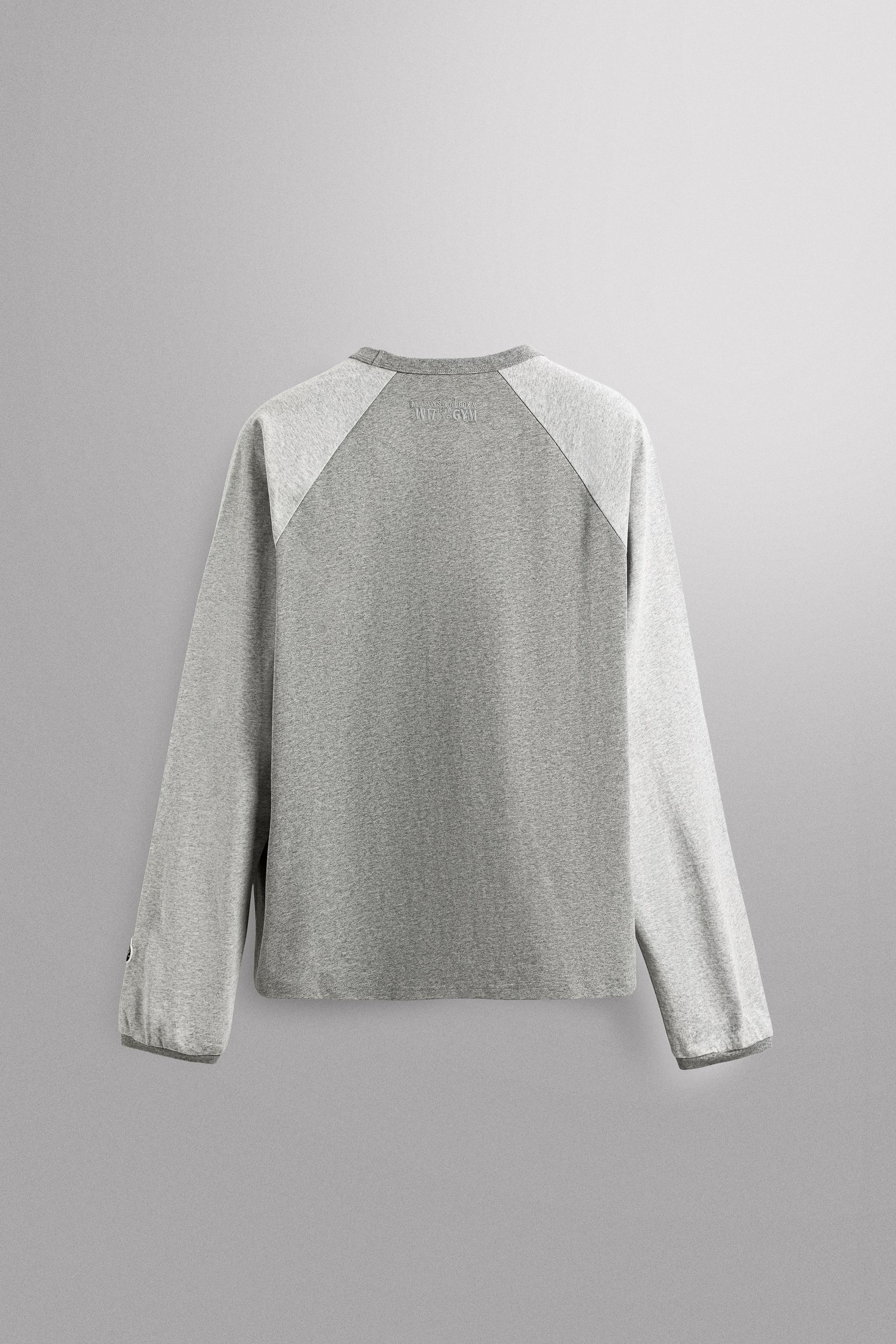 T-SHIRT COLOR BLOCK MANCHES LONGUES BRODÉ