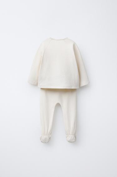 TEXTURED T-SHIRT AND GAITER SET - Ecru by Zara - Image 1