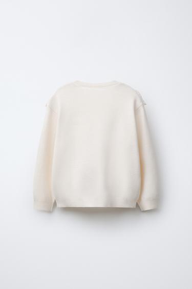 KNITTED JUMPER WITH EMBROIDERED LACE DETAIL - Ecru by Zara - Image 1