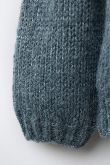 PULL EN MAILLE JACQUARD BRILLANT - Bleu canard de Zara - Image 3