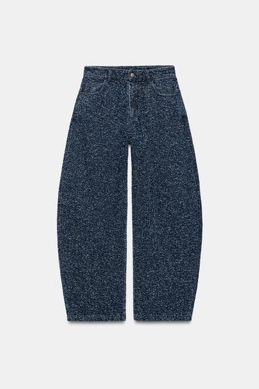 ZW COLLECTION TEXTURED MID-WAIST WIDE-LEG JEANS - Light blue by Zara - Image 0