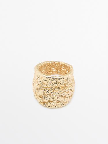 Zara Braided textured ring - Golden