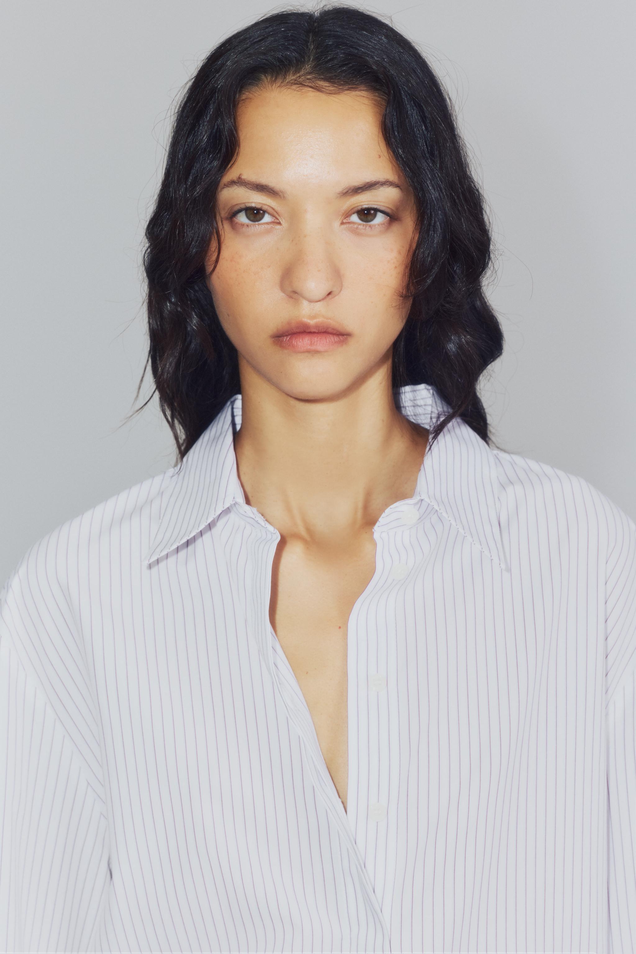 ZW COLLECTION STRIPED SHIRT WITH WAIST LOOPS