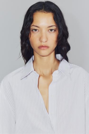 ZW COLLECTION STRIPED SHIRT WITH WAIST LOOPS — White 2