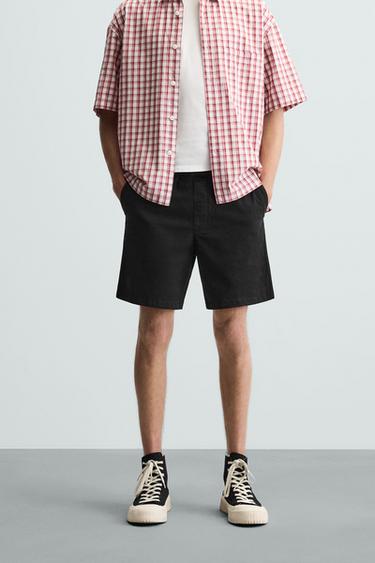 RELAXED FIT BERMUDA SHORTS - Black by Zara