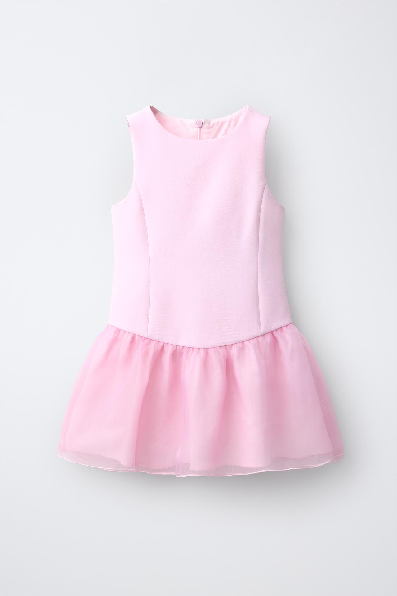 COMBINED ORGANZA DRESS — Pastel pink