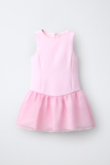 VESTIDO COMBINADO ORGANZA - Rosa pastel de Zara - Imagen 0
