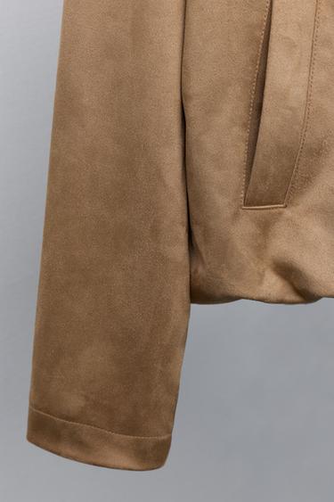 FAUX SUEDE BOMBER JACKET - Sand by Zara - Image 5
