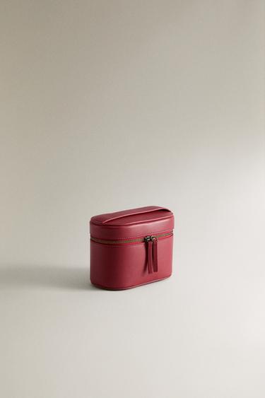 RIGID LEATHER MINI WASH BAG - Red by Zara - Image 1