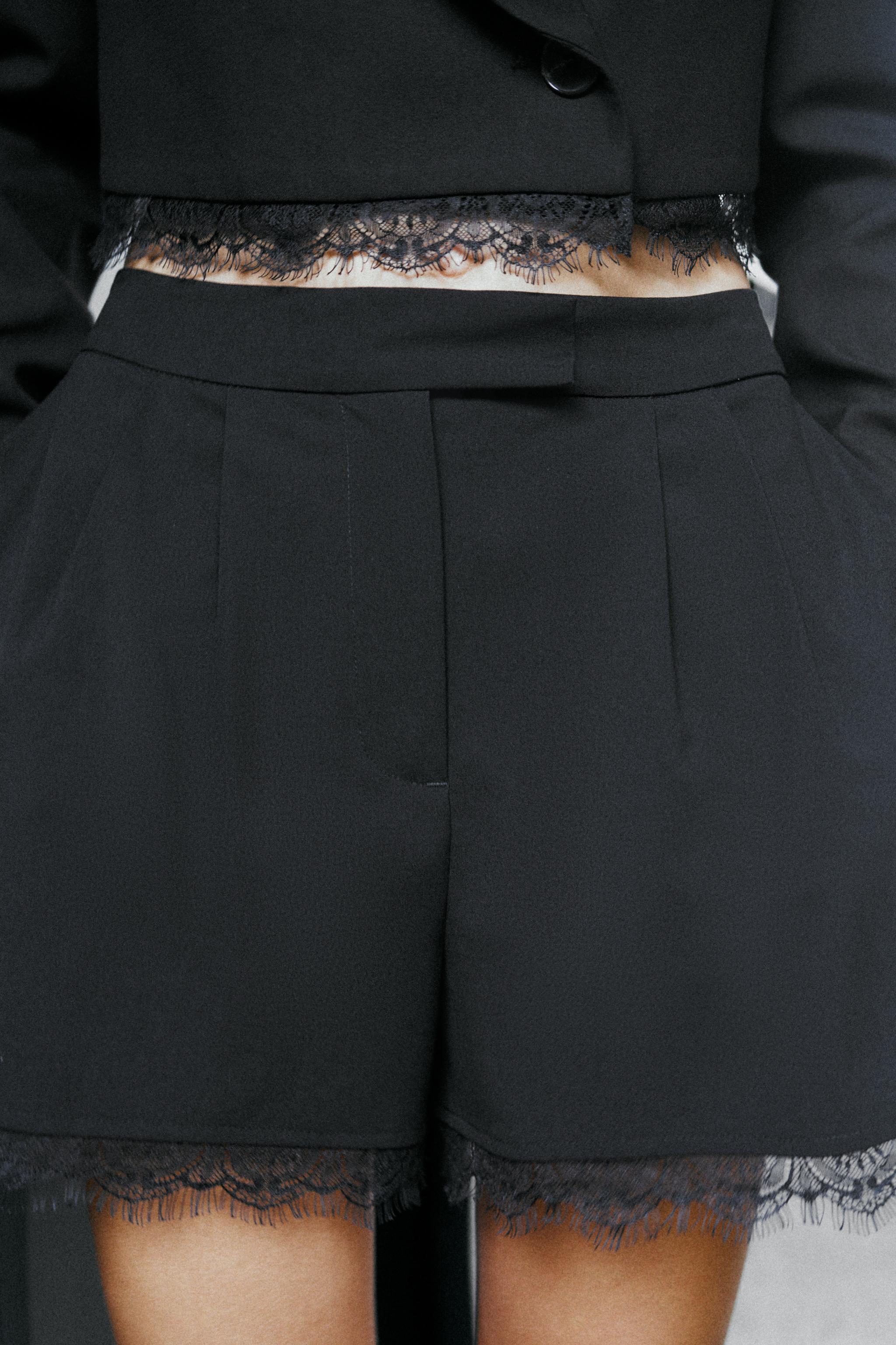 LACE TRIM SHORTS - Black | ZARA United States