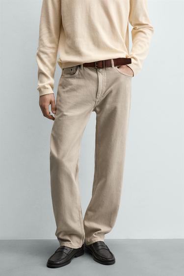 Zara LIGHTWEIGHT COTTON-HEMP JEANS - Light beige