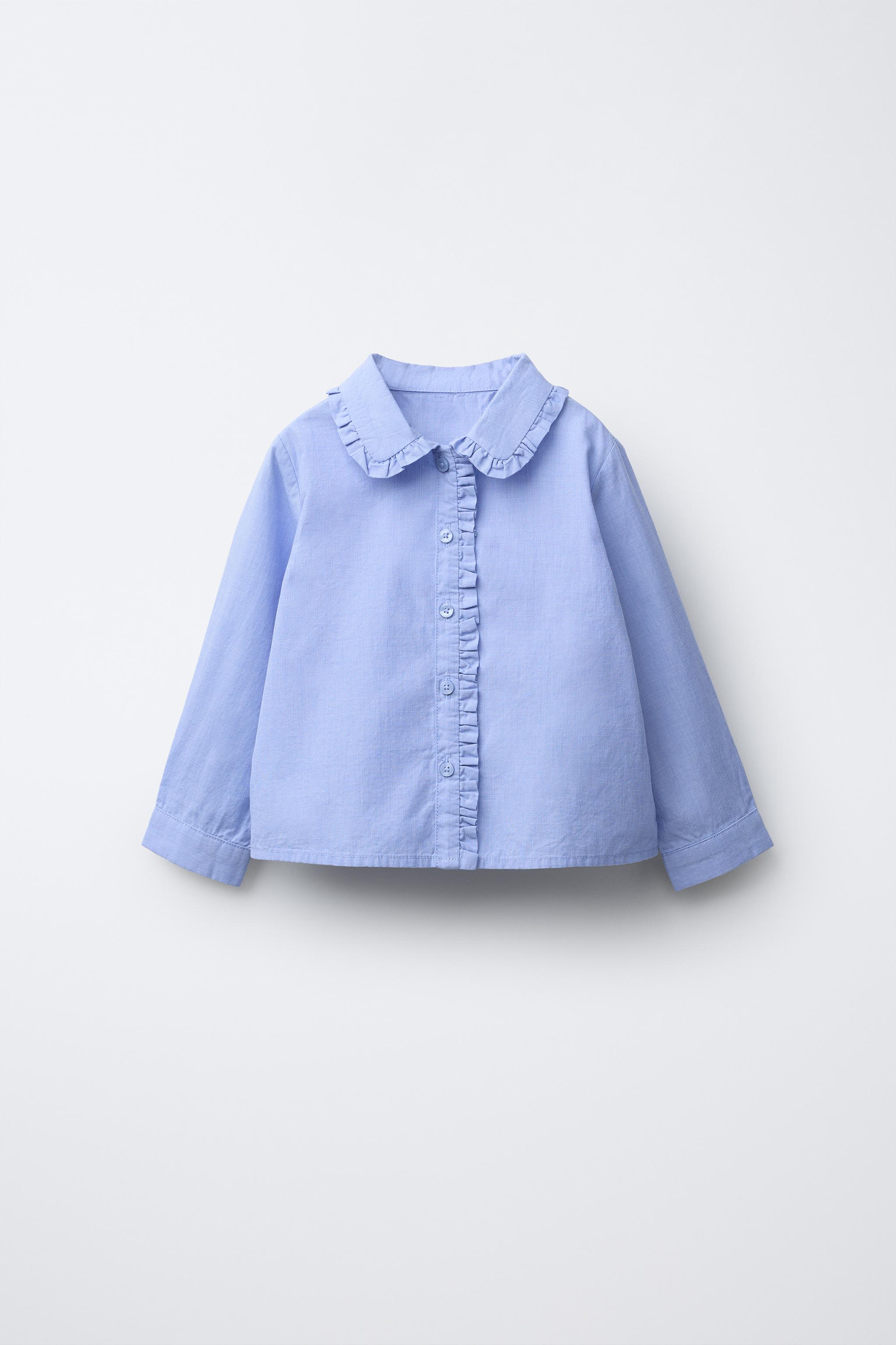 RUFFLED SHIRT - Mid-blue | ZARA United States