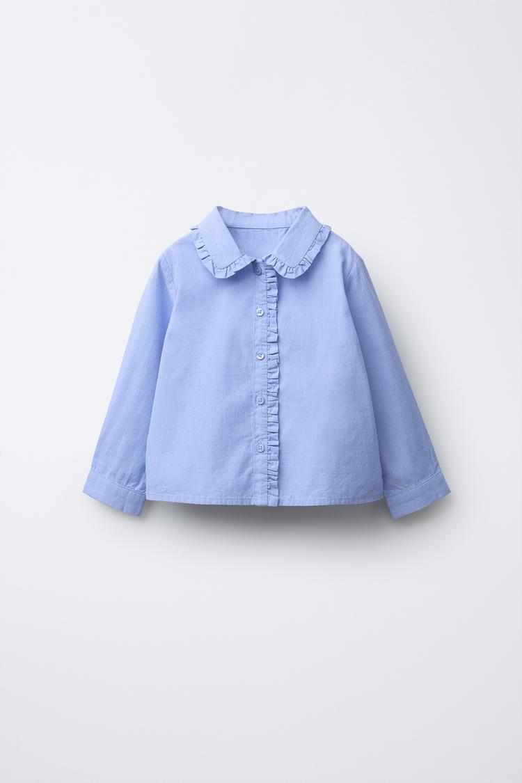 RUFFLED SHIRT Mid-blue ZARA United States