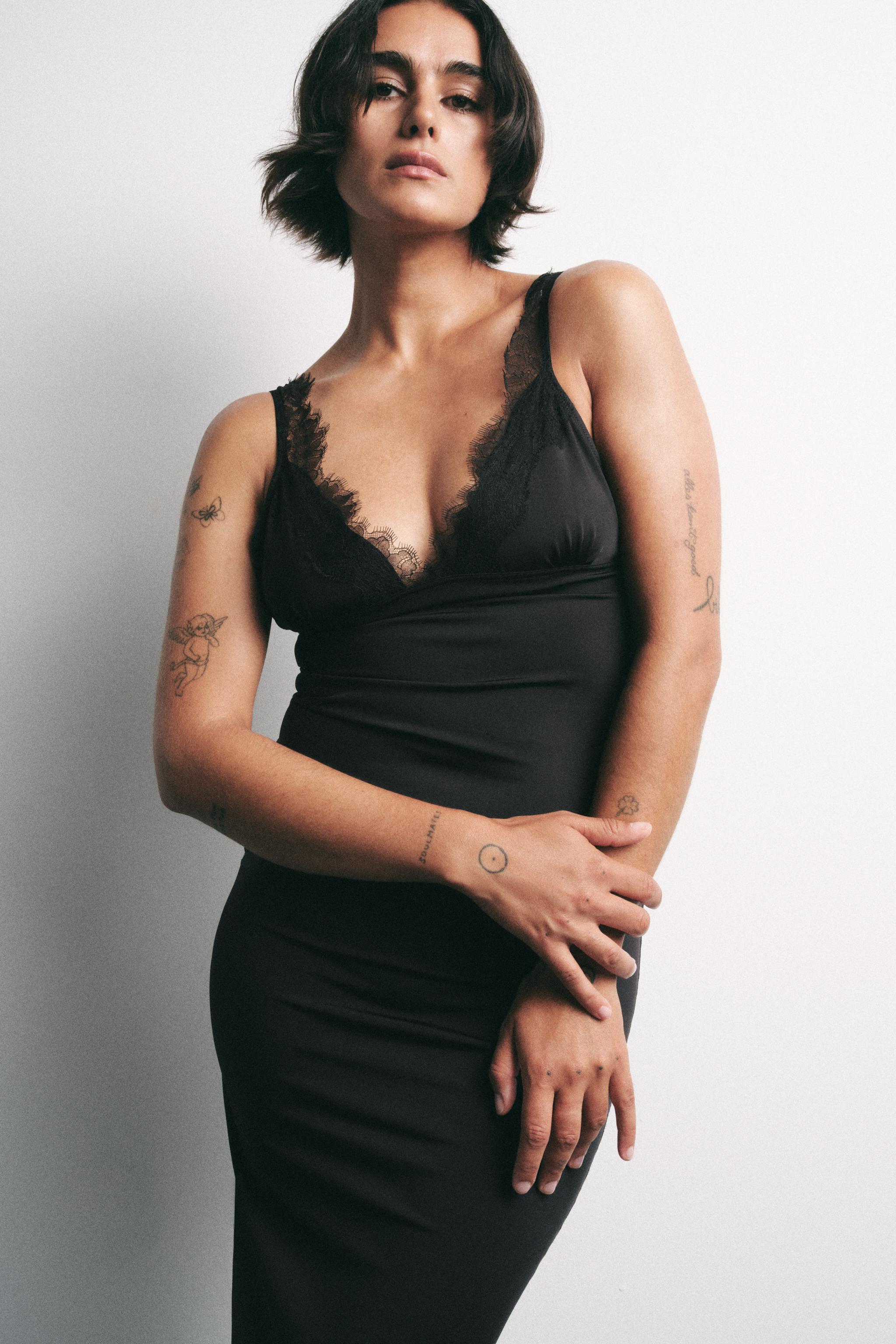 COMBINATION LACE DRESS Black ZARA United States