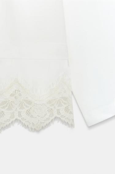 CONTRAST LACE T-SHIRT - White by Zara - Image 6