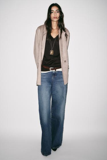FAUX SUEDE BLAZER - Brown / Taupe by Zara - Image 0