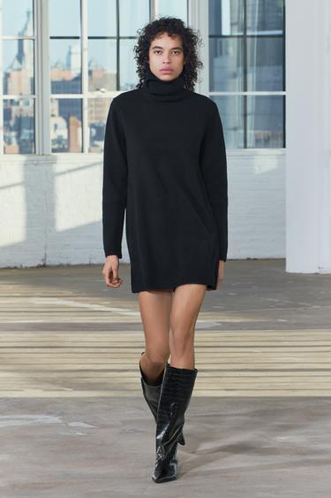 SHORT PLAIN KNIT DRESS - Black by Zara - Image 0