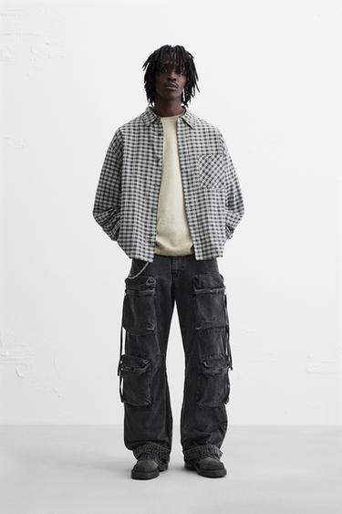 PLAID SHIRT WITH POCKET - Black / White by Zara - Image 0