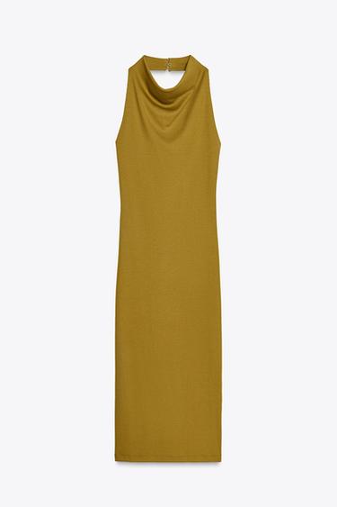 NECKHOLDER-MIDIKLEID - Olivgrün von Zara