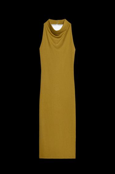 Zara MIDI HALTER DRESS - Olive green - Image 0