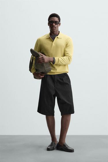 Zara KNIT COTTON - LYOCELL POLO SHIRT - Light lime green - Image 0