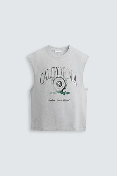 CAMISETA TANK ESTAMPADO LAVADO - Gris vigoré de Zara
